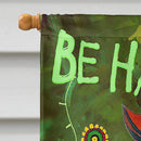 Be Happy Oh Yeah Owl House Flag 28x40 Porch Sleeve Pole Decorative Outside Yard Banner Artwork Wall Hanging, Polyester