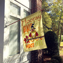 Hooray Hoot Hoot Owl House Flag 28x40 Porch Sleeve Pole Decorative Outside Yard Banner Artwork Wall Hanging, Polyester