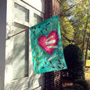 Heartfelt Wish Valentine's Day House Flag 28x40 Porch Sleeve Pole Decorative Outside Yard Banner Artwork Wall Hanging, Polyester