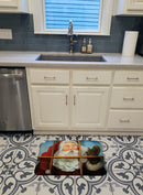 Kindly Visitor Santa Claus Christmas Memory Foam Kitchen Mat Machine Washable Anti-Fatigue Cushion Comfort Bath or Kitchen Rug