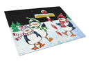 North Pole Welcomes You Penguins Cutting Board Tempered Glass Kitchen Cutting Surface, Heat Resistant Chopping, Non-Slip Feet, Food Prep & Serving