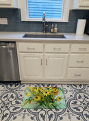 Wildflower Bouquet Flowers Memory Foam Kitchen Mat Machine Washable Anti-Fatigue Cushion Comfort Bath or Kitchen Rug
