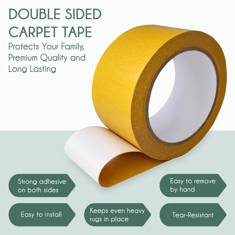Sussexhome Double Sided Carpet Tape - 1.97”X10,9 yd Roll, White