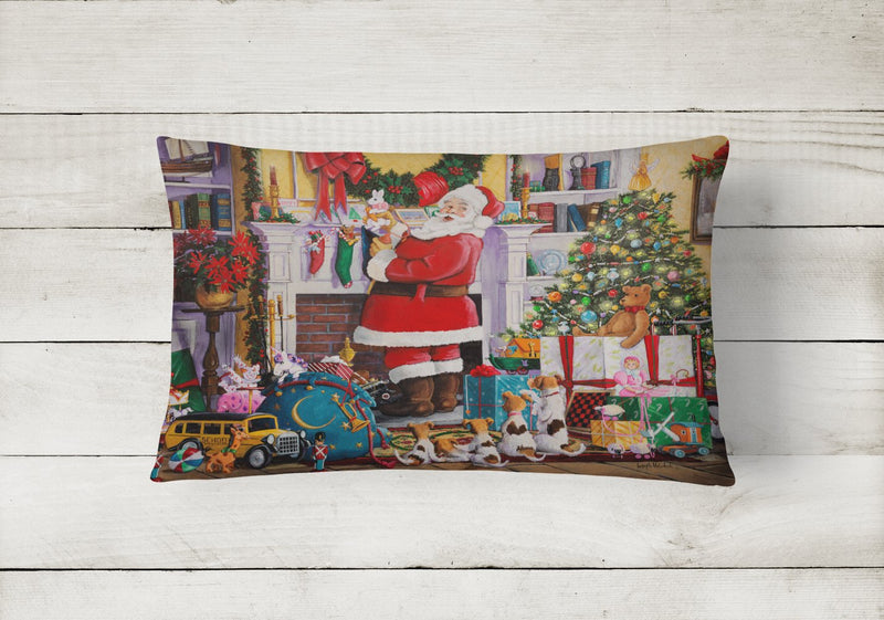 Santa Claus Placing the Presents Canvas Fabric Decorative Pillow PJH3003PW1216