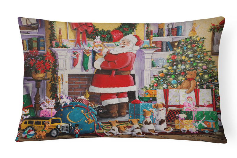 Santa Claus Placing the Presents Canvas Fabric Decorative Pillow PJH3003PW1216