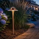 PLB04 Cast Brass Two Tier Brass LED 12V Pagoda Low Voltage Pathway Light