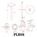 PLB08 Brass LED Globe 12V Low Voltage Pathway Outdoor Landscape Lighting Fixture