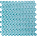 Sky Blue 12x12 Glossy Penny Round Glass Mosaic Tile (5 pack, 5 sq ft/case)