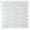White 12x12 Glossy Penny Round Glass Mosaic Tile (5 pack, 5 sq ft/case)