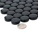 Black 12x12 Glossy Penny Round Glass Mosaic Tile (5 pack, 5 sq ft/case)
