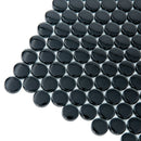 Black 12x12 Glossy Penny Round Glass Mosaic Tile (5 pack, 5 sq ft/case)