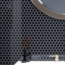 Black 12x12 Glossy Penny Round Glass Mosaic Tile (5 pack, 5 sq ft/case)