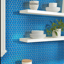 Cerulean Blue 12x12 Glossy Penny Round Glass Mosaic Tile (5 pack, 5 sq ft/case) - Sample