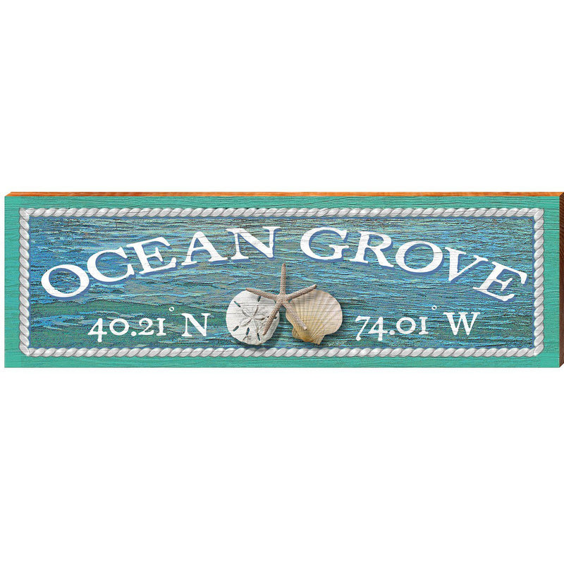 Ocean Grove Triple Shells Water Latitude Longitude | Wall Art Print on Real Wood