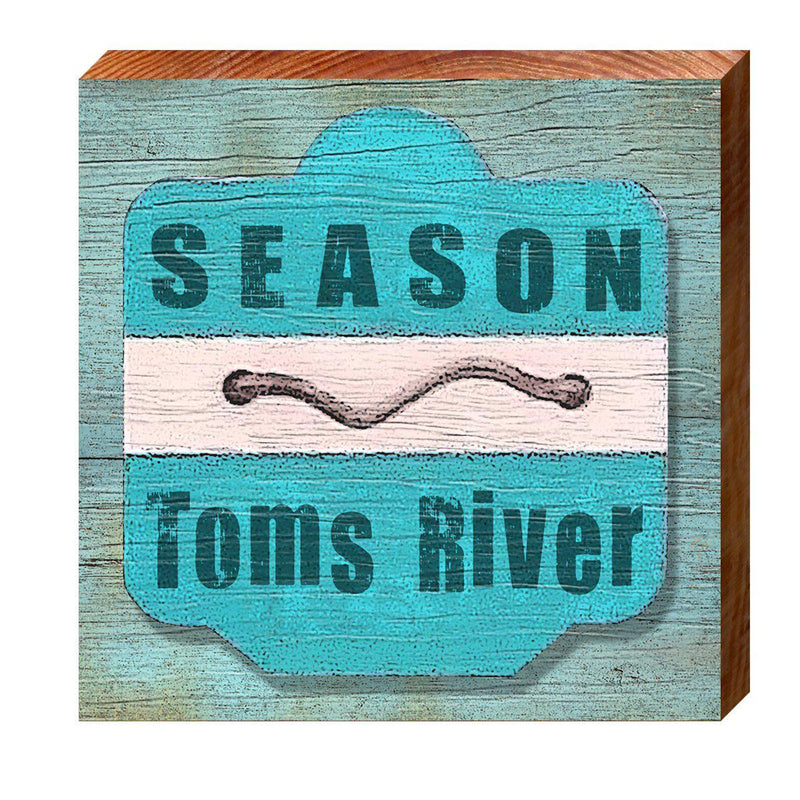 Toms River Teal Beach Tag | Wall Art Print on Real Wood