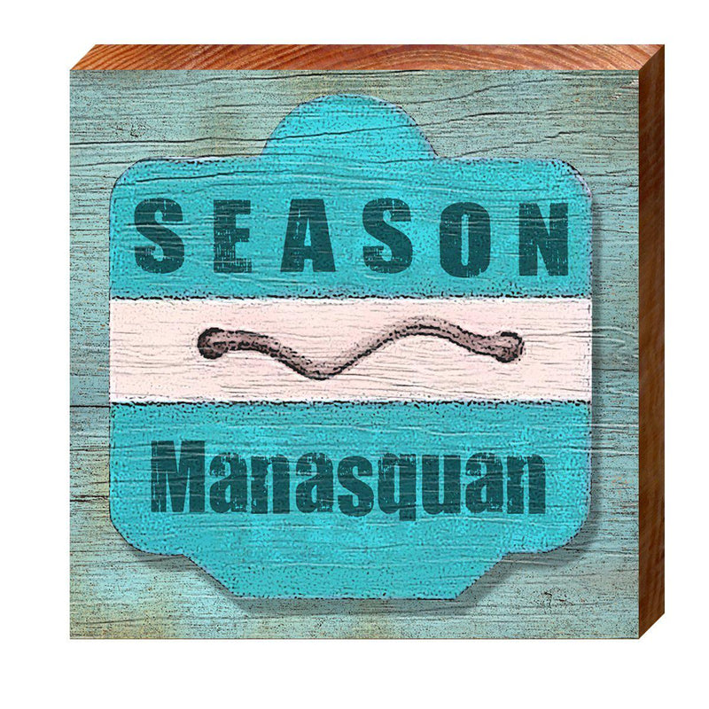 Manasquan Teal Beach Tag | Wall Art Print on Real Wood