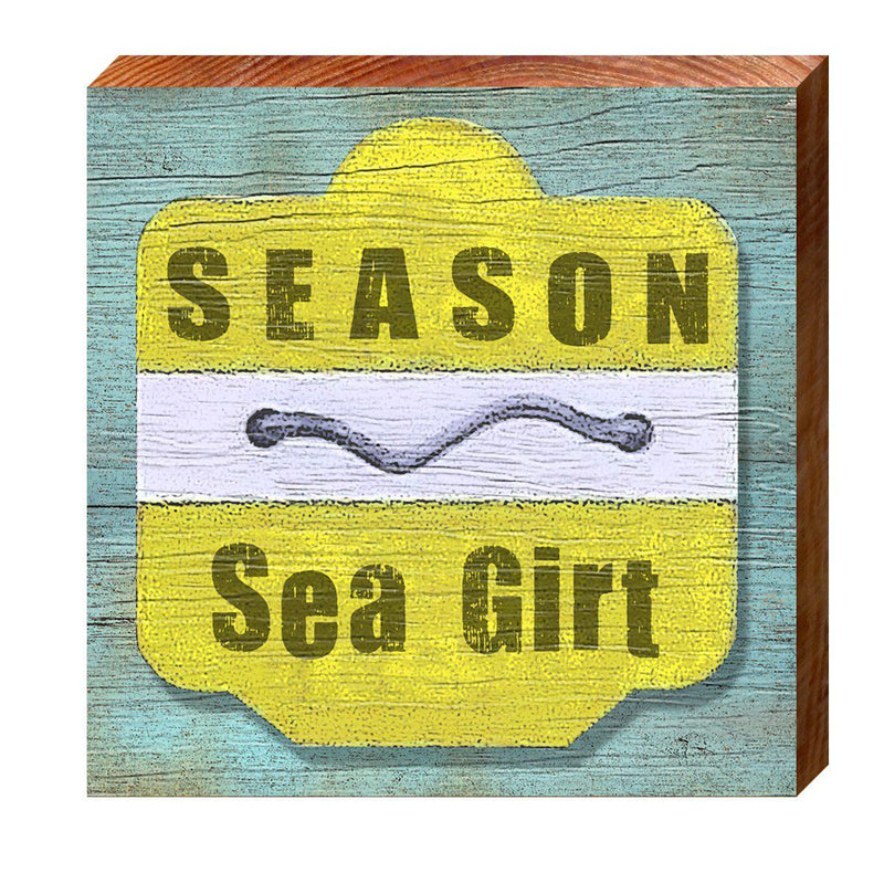 Sea Girt Yellow Beach Tag | Wall Art Print on Real Wood