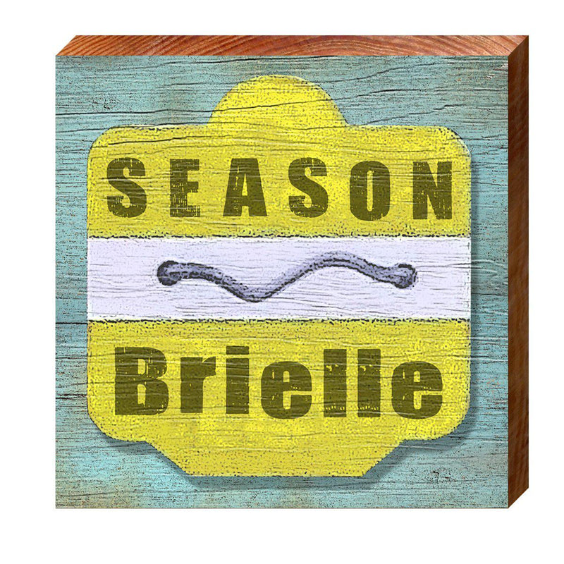 Brielle Yellow Beach Tag | Wall Art Print on Real Wood