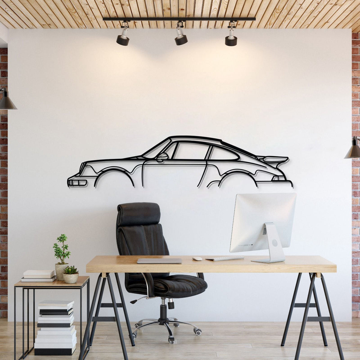 911 Turbo Model 964 Metal Car Wall Art - MT0874