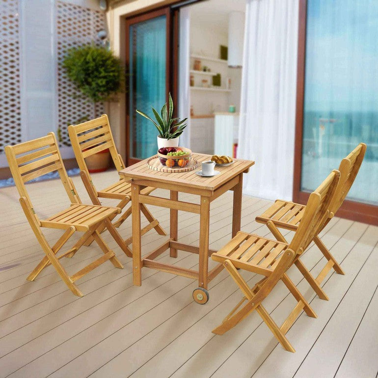 Tranquillo Anya Solid Wood Folding Chairs - Set of 2 Acacia Wood