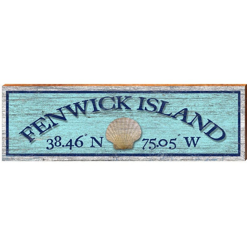 Fenwick Island, Delaware Latitude Longitude Wooden Sign | Wall Art Print on Real Wood