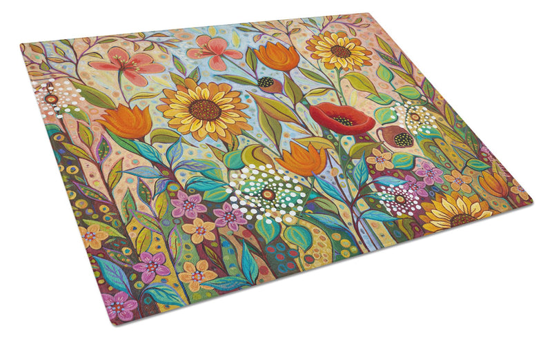Joy in the Morning Flowers Glass Cutting Boards – Durable, Decorative Kitchen Art Large PPD3017LCB
