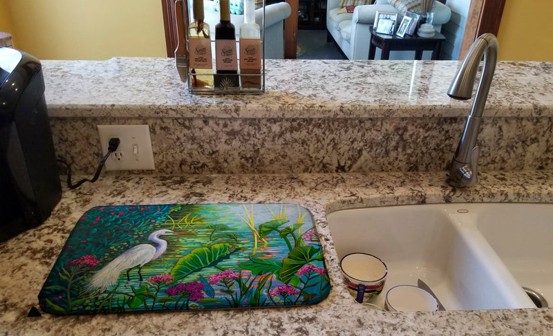 Testing the Waters Heron Dish Drying Mat – Absorbent, Artistic Kitchen Essentials PPD3023DDM