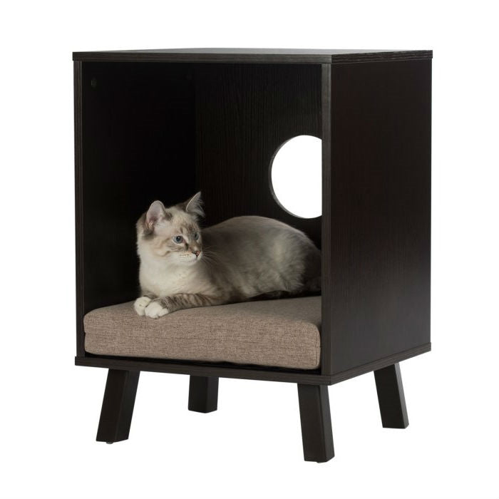 Sturdy Modern Cat Espresso End Table Cat Bed Cube Lounge, photo 2 of 2