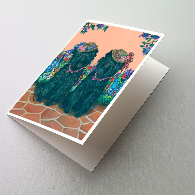 Affenpinscher Sisters Greeting Cards and Envelopes Pack of 8