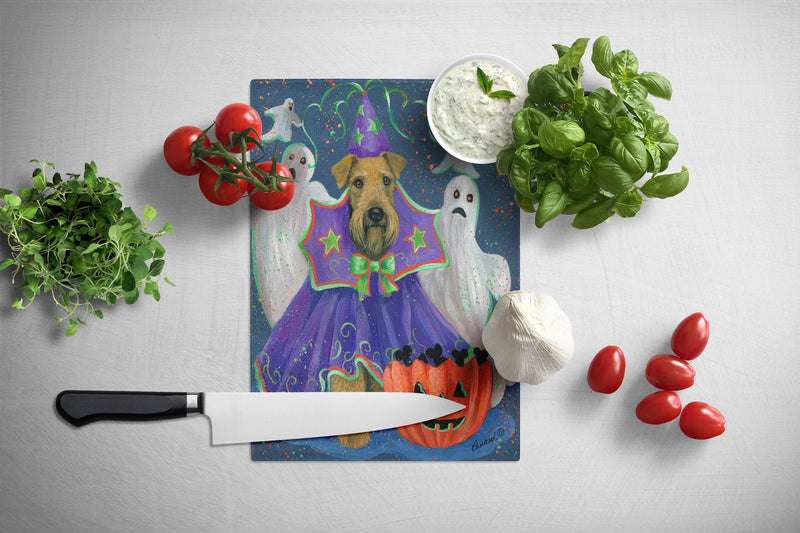 Airedale Boo Hoo Halloween Glass Cutting Boards – Durable, Decorative Kitchen Art Large PPP3002LCB