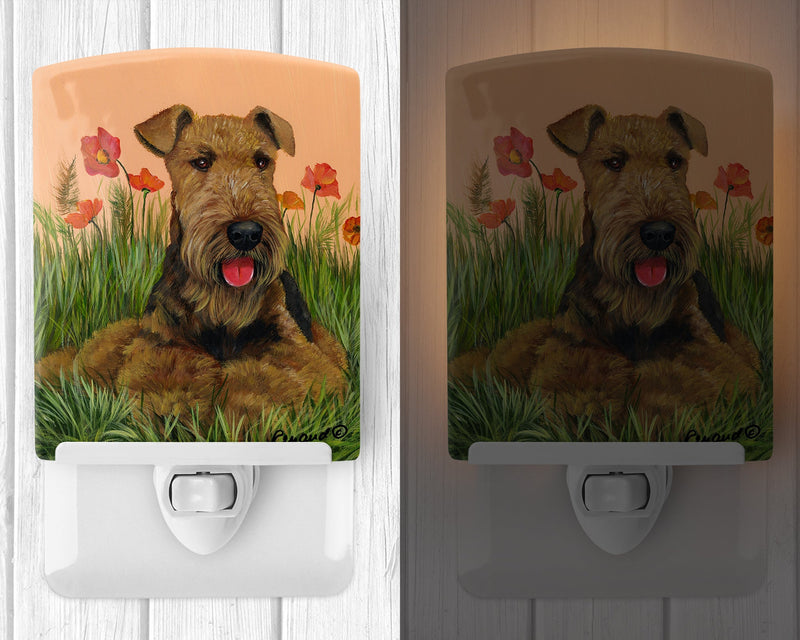 Airedale Terrier Poppies Ceramic Night Light PPP3003CNL