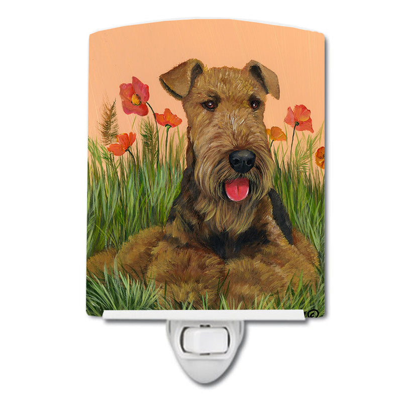 Airedale Terrier Poppies Ceramic Night Light PPP3003CNL