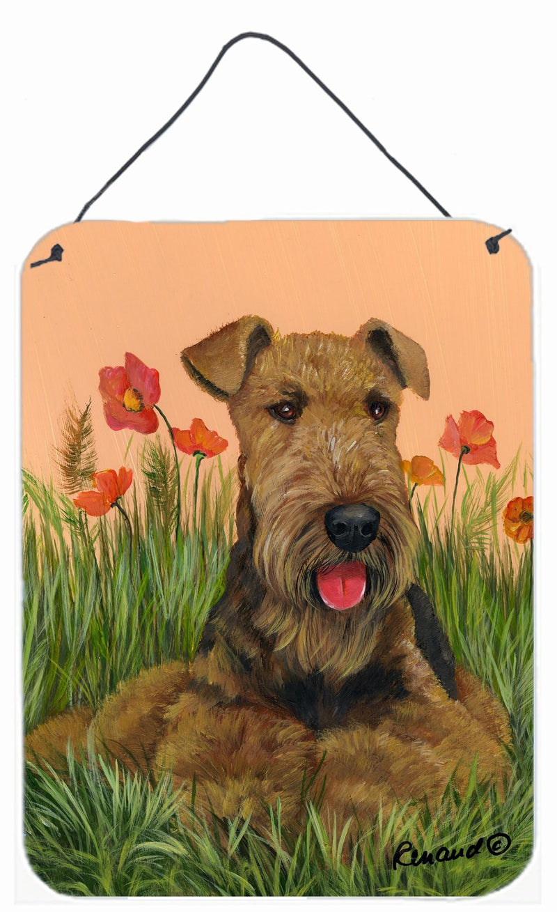 Airedale Terrier Poppies Wall or Door Hanging Prints PPP3003DS1216