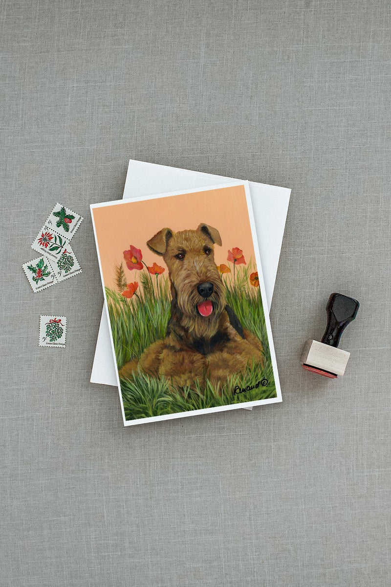 Airedale Terrier Poppies Greeting Cards and Envelopes Pack of 8