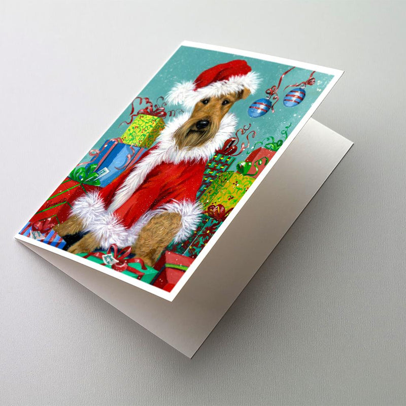 Airedale Santa Christmas Greeting Cards and Envelopes Pack of 8