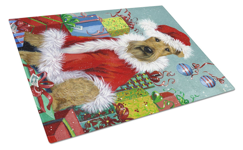 Airedale Santa Christmas Glass Cutting Board Large PPP3004LCB