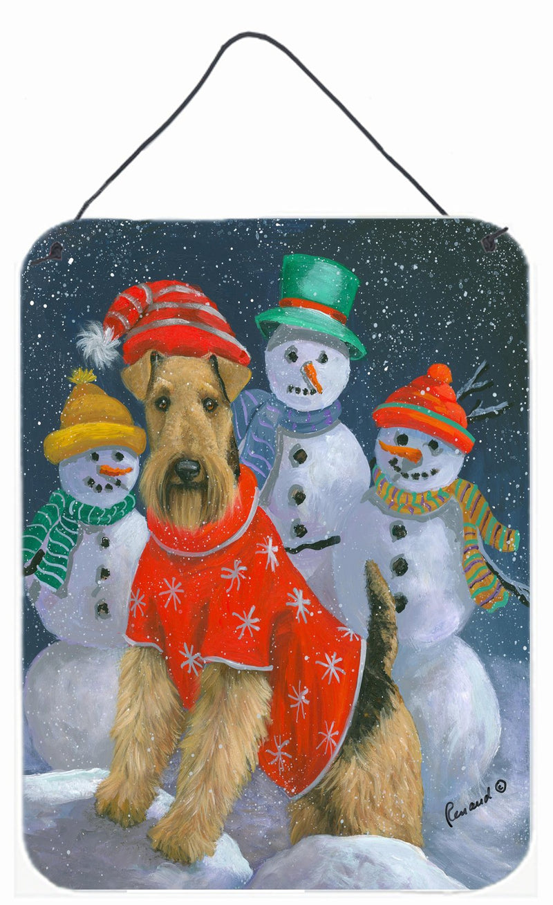 Airedale Snowpeople Christmas Wall or Door Hanging Prints PPP3005DS1216