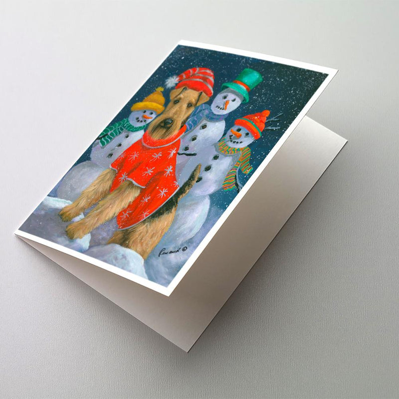 Airedale Snowpeople Christmas Greeting Cards and Envelopes Pack of 8