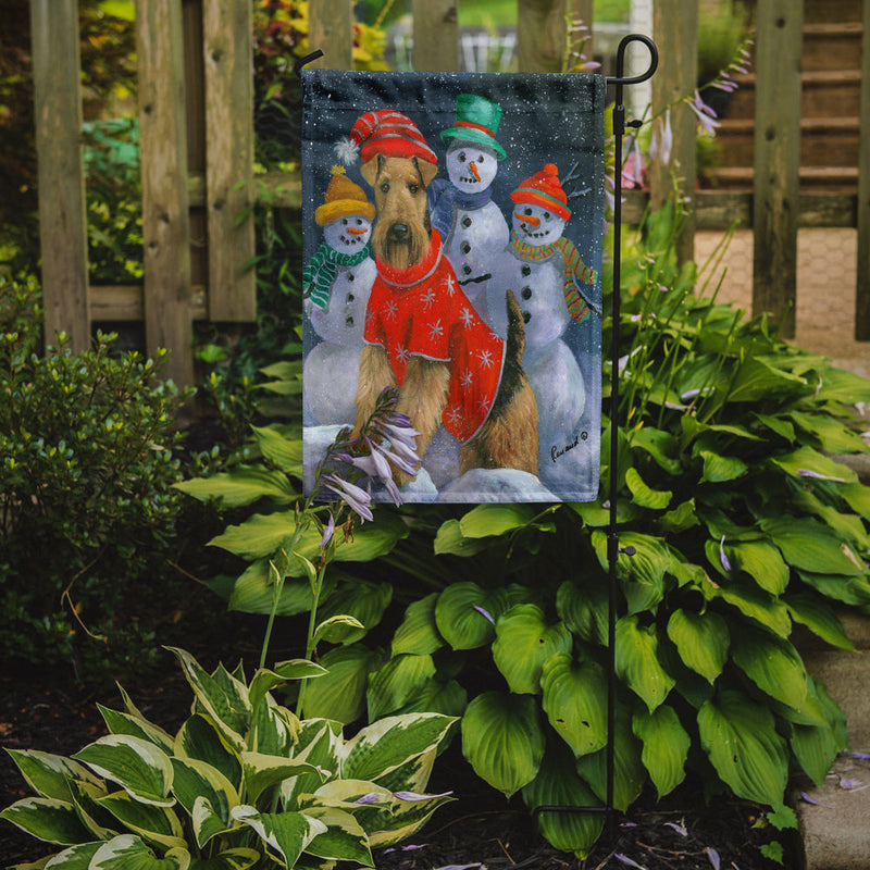 Airedale Snowpeople Christmas Flag Garden Size PPP3005GF