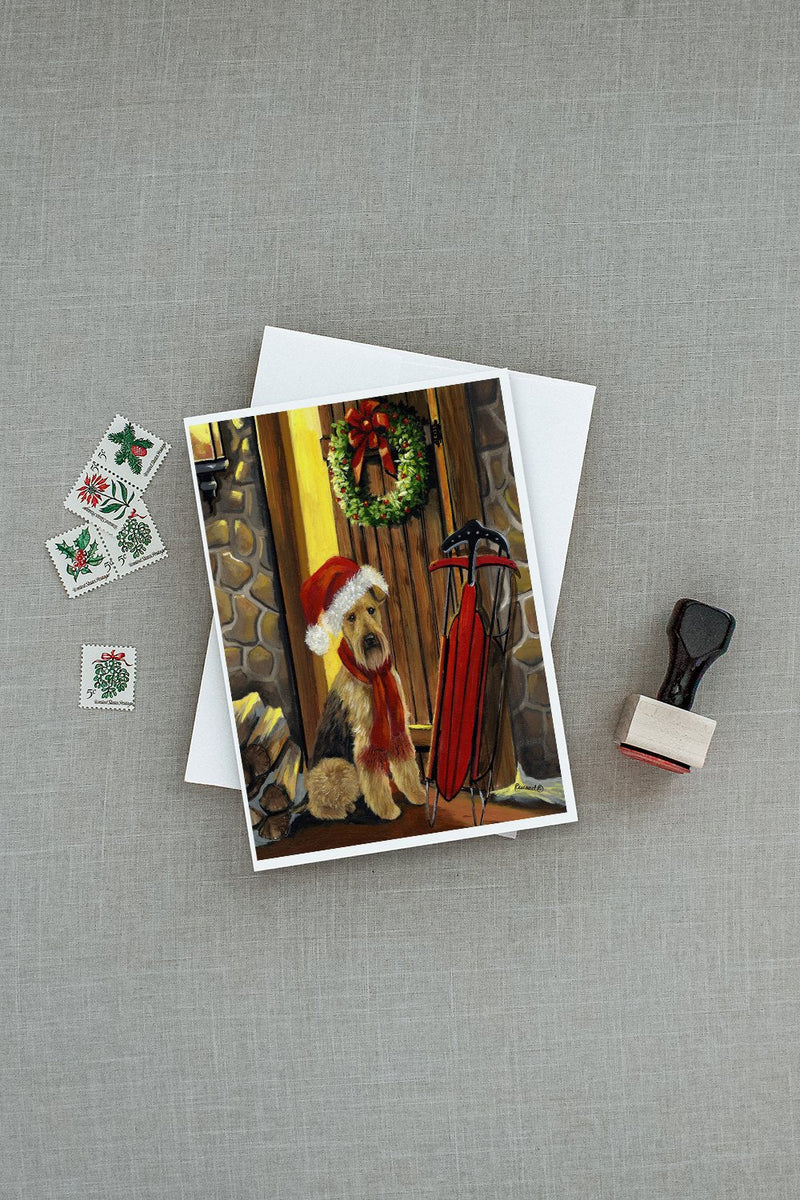 Airedale Welcome Home Christmas Greeting Cards and Envelopes Pack of 8