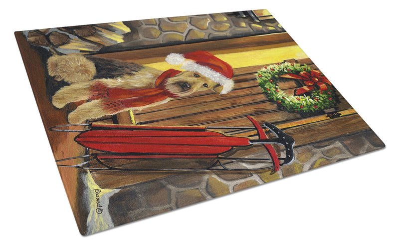 Airedale Welcome Home Christmas Glass Cutting Board Large PPP3007LCB