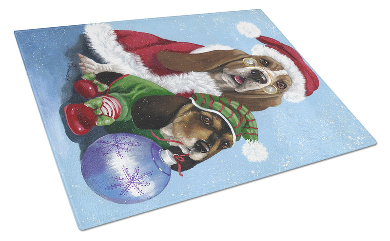 Basset Hound Santa Christmas Glass Cutting Board Large PPP3012LCB