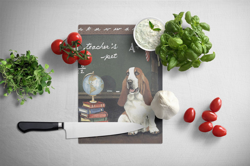 Basset Hound Teacher's Pet Glass Cutting Board Large PPP3013LCB