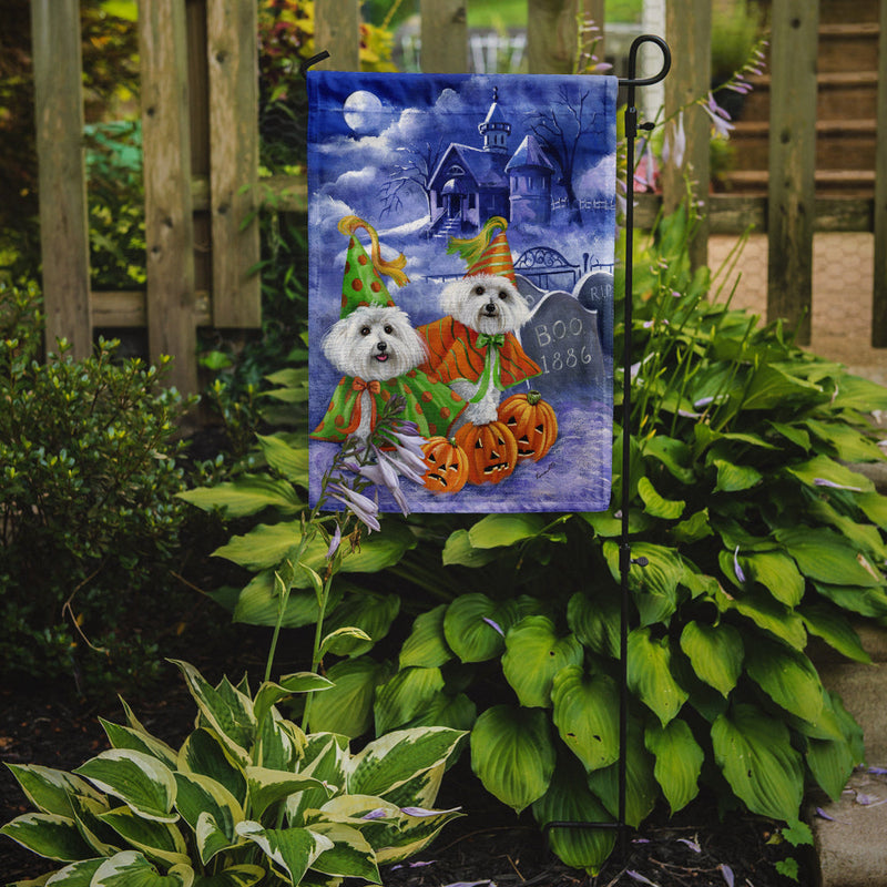 Bichon Frise Halloween Haunted House Garden Flag – Decorative Outdoor Yard Flag PPP3022GF