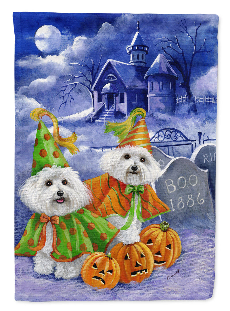 Bichon Frise Halloween Haunted House Garden Flag – Decorative Outdoor Yard Flag PPP3022GF