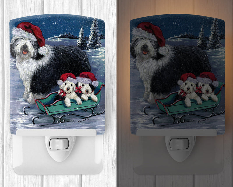 Old English Sheepdog Christmas Snow Ceramic Night Light PPP3120CNL