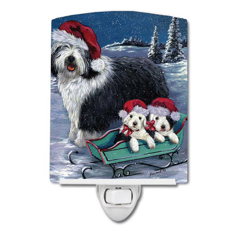 Old English Sheepdog Christmas Snow Ceramic Night Light PPP3120CNL