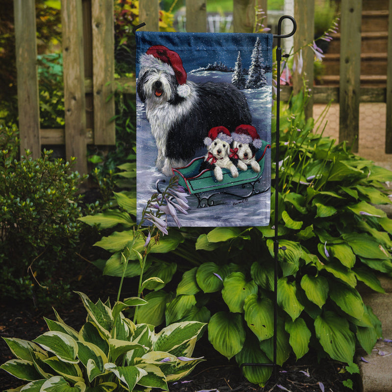 Old English Sheepdog Christmas Snow Garden Flag – Decorative Outdoor Yard Flag PPP3120GF