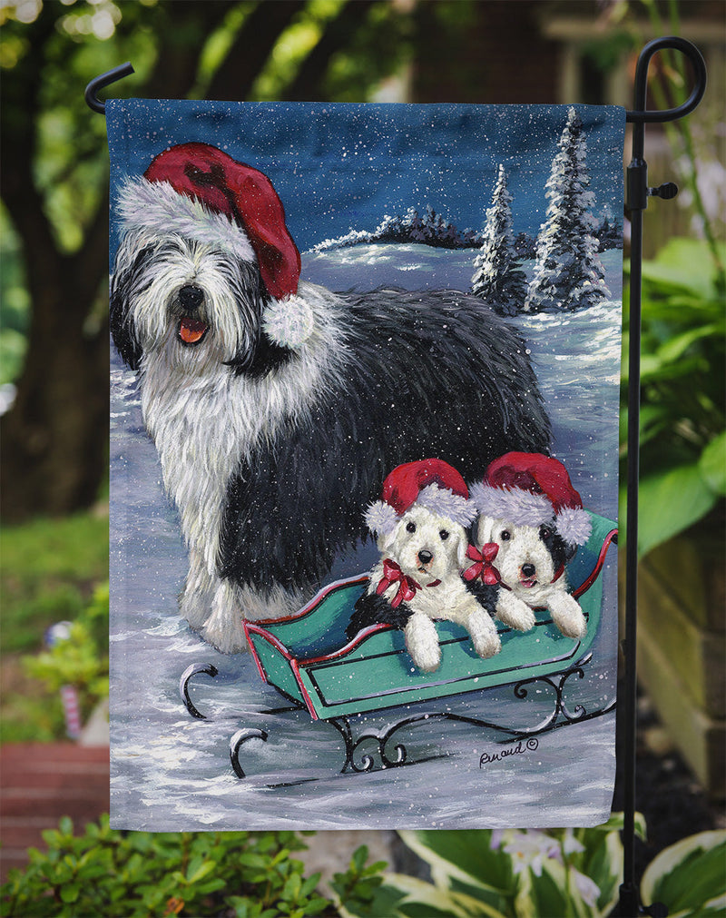 Old English Sheepdog Christmas Snow Garden Flag – Decorative Outdoor Yard Flag PPP3120GF