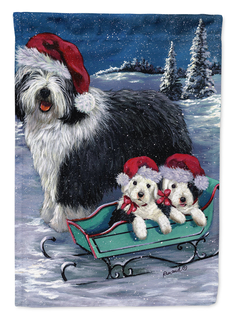 Old English Sheepdog Christmas Snow Garden Flag – Decorative Outdoor Yard Flag PPP3120GF